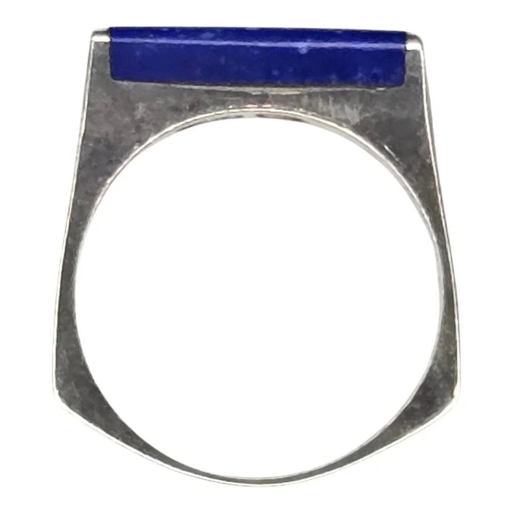Vintage Blue Lapis Lazuli Ring Size 7.75 Sterling Silver 925 Inlay